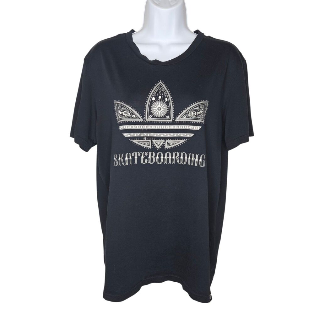 Adidas Skateboarding Paisley Bandana Trefoil Graphic Tee - Black (Sample Tag) M